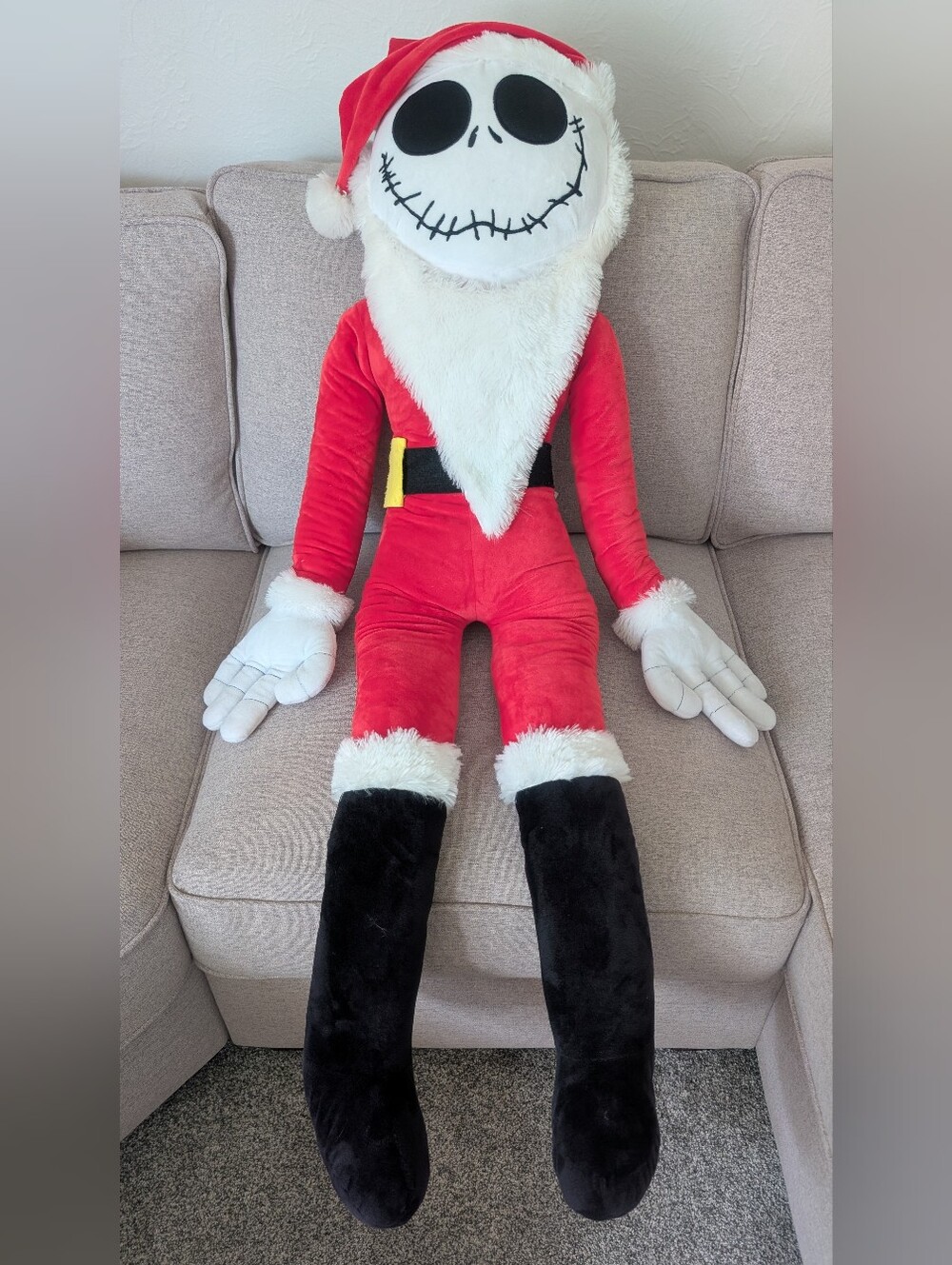 Disney Nightmare Before Christmas Santa Jack Skellington Jumbo Plush 48” 4ft